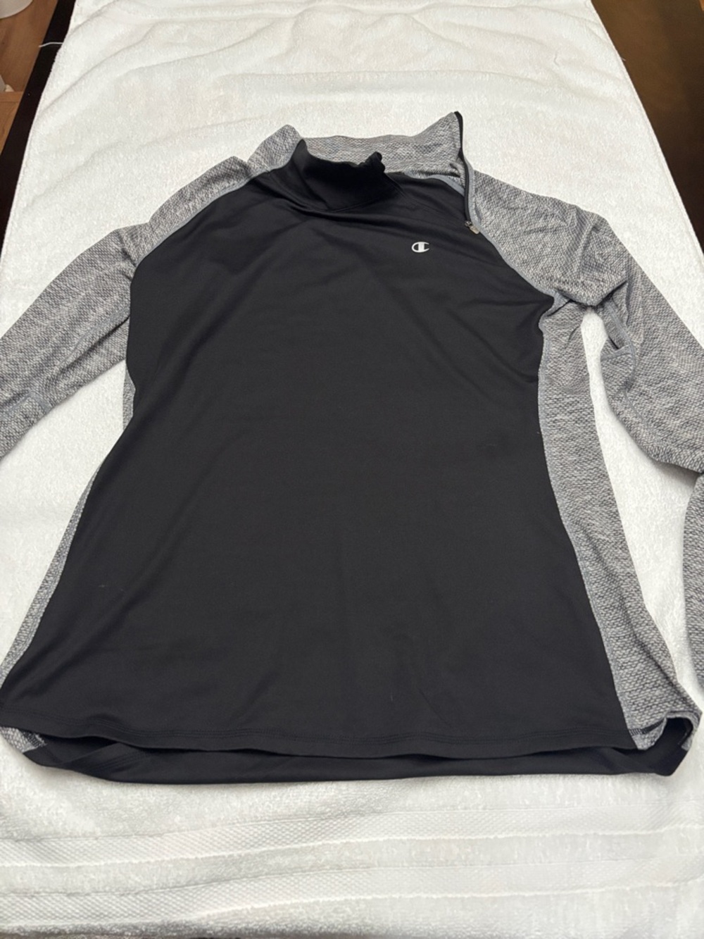 Champion Black with Heather Gray Raglan Quarter-Zip Top
